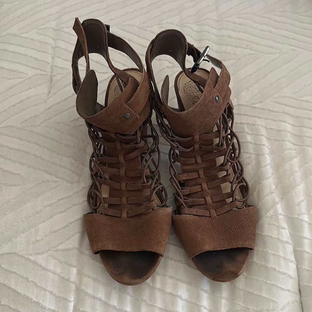 Vince Camuto Brown Kitten Wedge
